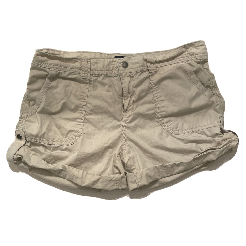 GAP Khaki Shorts Roll Tab Cuffed Side Snap Flat Front Shorts 3.5" Inseam Size 4